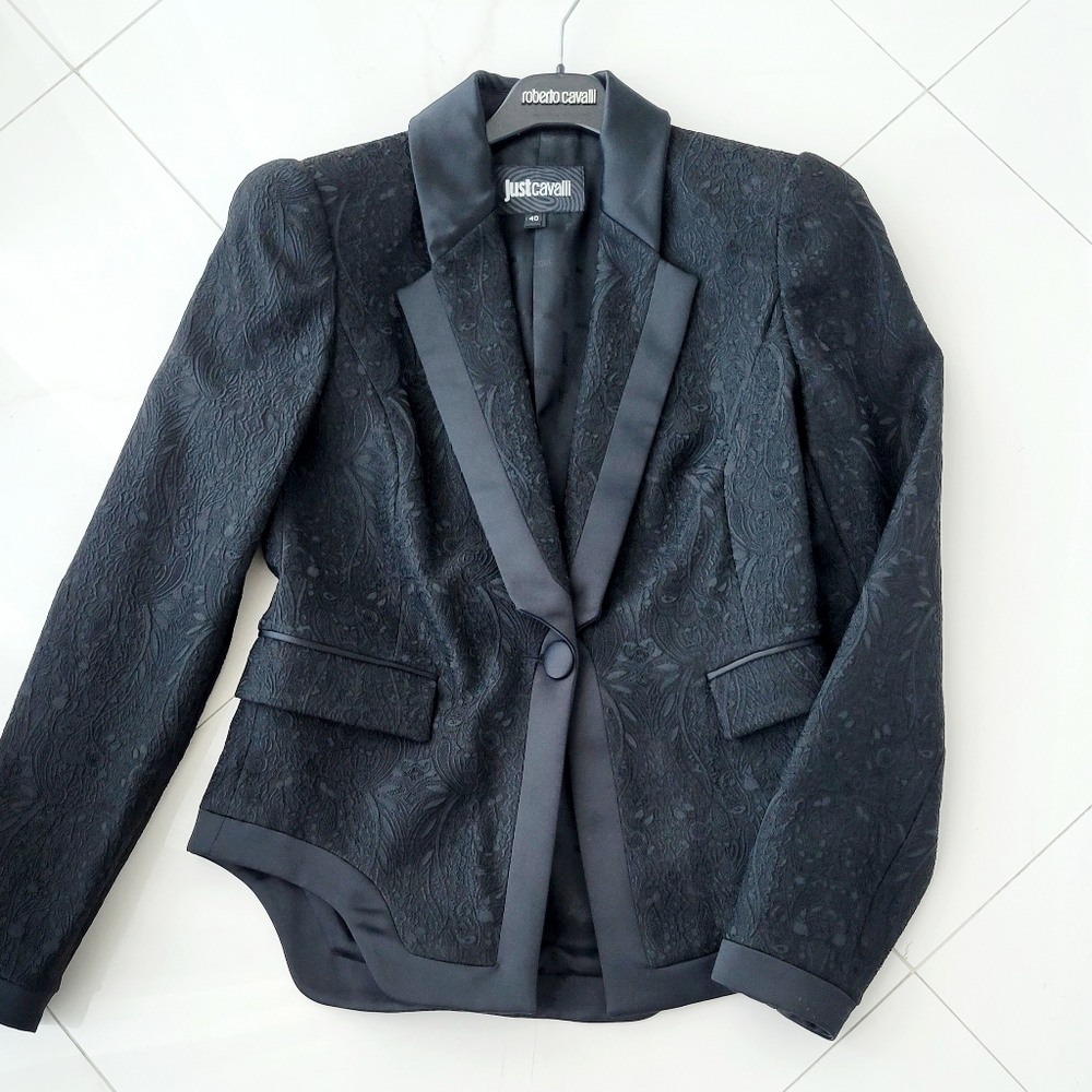 Roberto Cavelli "Just Cavelli" black tuxedo jacket Size S